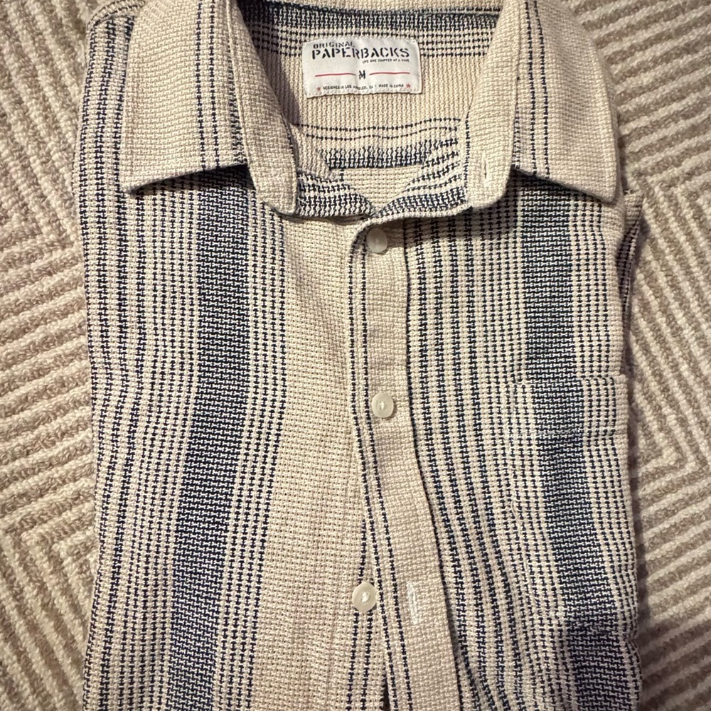 Original Paperbacks Beige and Blue Striped Shirt - Picture 8 of 8